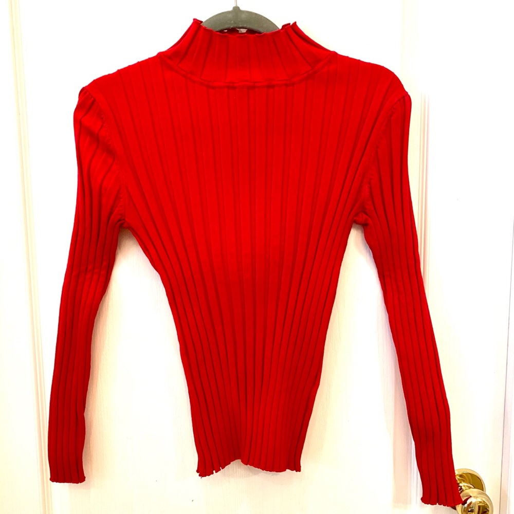 Bright red turtleneck